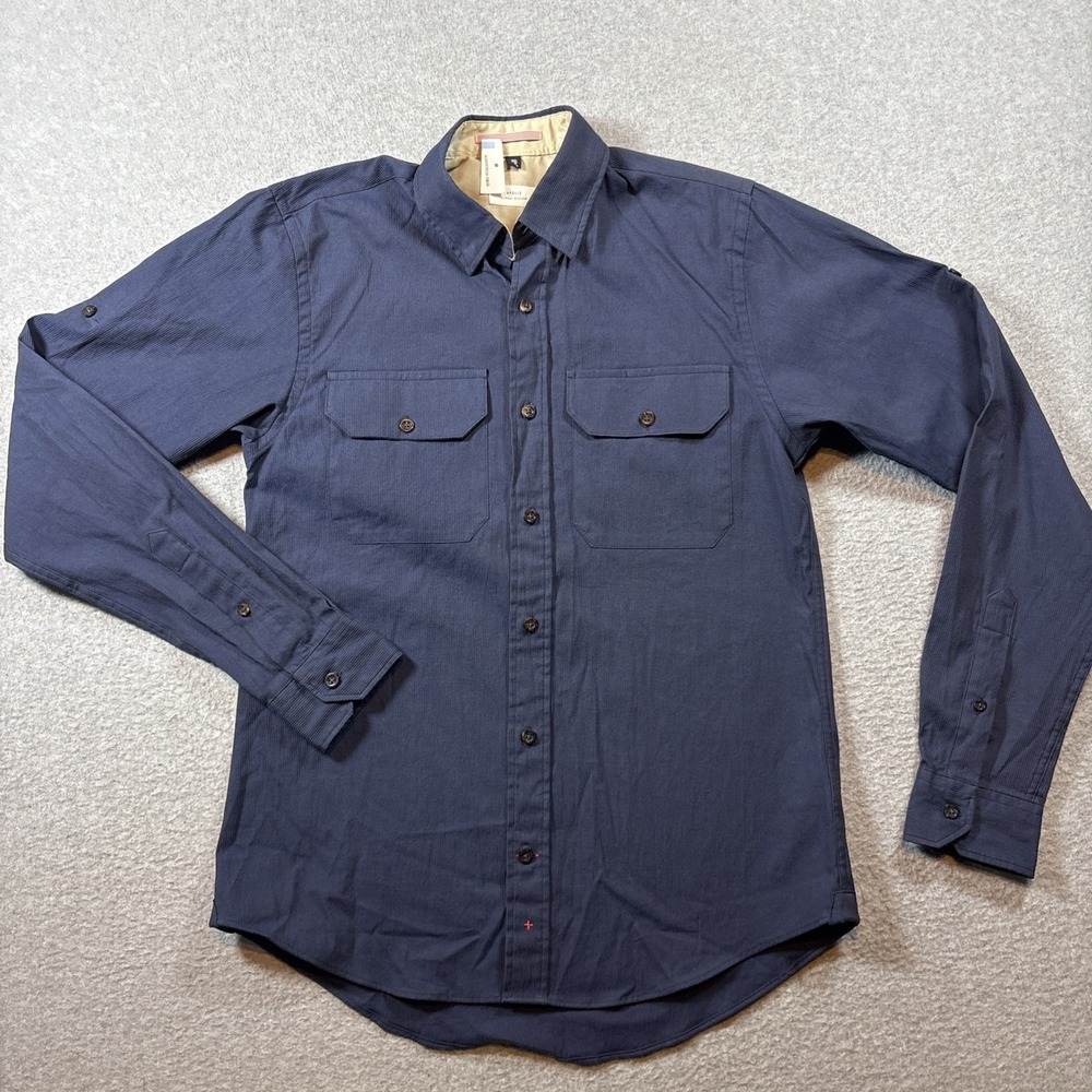 Apolis Global Citizen Men's XS Blue Long Sleeve Ribbed Button Up 2 Pocket NEW!